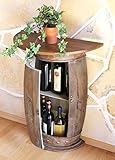 DanDiBo Wandtisch halbrund Tisch Weinregal Weinfass 0373-R Braun Schrank Fass aus Holz 73 cm Beistelltisch Konsole Wandkonsole Bar