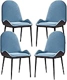 HAVMAK Moderne Küche Esszimmerstühle Set Küche Leder Esszimmerstühle 4er Set, Schminktisch Make-up Stuhl Kohlenstoffstahlbeine Schlafzimmer Heiratszimmer Balkon Sofa Stuhl (Farbe: Blau)