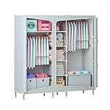 WIQUYBML Metall-Kleiderschrank, Kreativität, Stoff, Schlafzimmer-Garderobe, stabile Montage, Kleiderschrank-Organizer, 170 cm hoch (Größe: 168 x 105 x 45 cm) (168 x 105 x 45 cm)