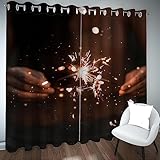Vorhänge Schönes Feuerwerk 280 X 250 cm (B X H) 3D Verdunklungsgardinen 2Er Set Blickdichter Vorhang Verdunkelung Mit Ösen Für Schlafzimmer Wohnzimmer Kinderzimmer Jungen- Und Mädchenzimmer