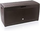 Casaria Auflagenbox 310 Liter Haltegriffe UV-Beständigkeit Rollbar 119x48x60cm Garten Terrasse Balkon Truhe Kissenbox Kissentruhe Rattan-Optik Braun