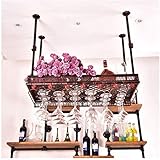 Temkin Weinregal, doppelstufig, Bars, hängender Weinflaschenhalter mit offiziellem Rvojiyod-Ton, Ktv Creative Deckenbecher/Weinglas/Becherhalter, Ständer, Meta