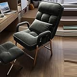 Sofa Stuhl Sessel Drehsessel Stuhl Hocker, Sessel, Loungesessel Armlehnen und Taschensofa, Modernes Loungesofa aus Stoff und Stahlkonstruktion, Dunkelgrau