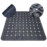 Kapperthal Massage Duschmatte rutschfest PVC frei - 54 x 54 cm - Antirutschmatte Dusche - Badewannenmatte aus TPE - rutschfeste Badematte mit Massagefunktion und Saugnäpfen - Anthrazit