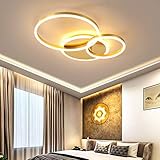 A.1.Coo LED Deckenleuchte Wohnzimmerlampe Ring Design Metall Deckenlampe Mit Fernbedienung Dimmbar Acryl Deckenbeleuchtung Kinderzimmer Lampe Esszimmer Schlafzimmerlampe Bad Flur,Gold,3 Ringe