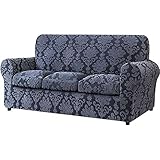 Sofa-Schonbezüge, elastisch, Sofabezug, Separates Kissen, 2-teilig, Couchbezug, Spandex-Druck, dick, Sofa-Schonbezüge für Wohnzimmer, Grau, 3 Sitzer, 185–235 cm (72–92 Zoll)