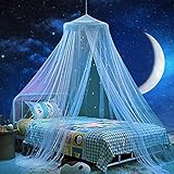 Moskitonetz für Betthimmel, Betthimmel Mädchen Himmelbett Vorhänge Mückennetz mit leuchtenden Sternen, Baldachin Kinderzimmer, Moskitonetz für Kinderbett Babybett Himmel Dekoration Camping Outdoor