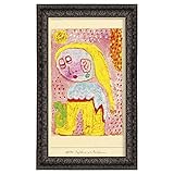 NBKJCO Paul Klee Magdalena vor der Bekehrung Gerahmte Leinwand Wandkunst Berühmte Ölgemälde Ästhetische Leinwanddrucke Kunstwerk für Wohnzimmer Schlafzimmer Büro Heimdekoration FrameC-Schwarz,30x50cm