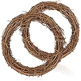 com-four® 2X DIY Deko Holz-Kranz zum basteln - Kranz aus Rattan zum Dekorieren z.B von Fenstern, Tische und Türen (2 Stück - Kranz Ø25cm)