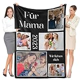 Greysky Muttertagsgeschenk Personalisiert Decke mit Foto und Text, Personalisierte Kuscheldecke, Fotodecke mit Eigenem Foto, Personalisiert Mama Geschenke für Geburtstag, Muttertagsgeschenke für Mama