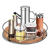 ANBOO Lazy Susan Drehteller, 9 Zoll Holz Kühlschrank Organizer Drehteller Küche, Lazy Susan Organizer Drehteller Gewürzregal für Küche, Kühlschrank, Schrank, Badezimmer