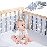Babybett Leitplanke,Bettumrandung Nestchen,Atmungsaktiv Kinderbett Stoßstange,Bettumrandung Babybett,Atmungsaktive Bettumrandung,Rausfallschutz für Babybett,Kantenschutz Baby Babybett,Mesh Babybett