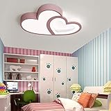 LED Kinder Deckenleuchte Cartoon Lampe Kinderzimmerlampe Design Acryl Hölzern Lampeschirm Deckenlampe Zimmer Schlafzimmer Dimmbar Mit Fernbedienung Jungen Mädchen Moon Sternuniversum Kronleuchter,Rosa