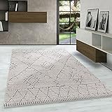 Carpetsale24 Designer Kurzflor Teppich, Wolle Optik, Berber Optik Boho Teppich, Rechteckig, Beige Teppich, Pflegeleicht, Wohnzimmer oder Esszimmer Teppich, Größe:160 x 230 cm