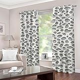 ZTHOME Verdunkelungsvorhänge für den Innenbereich, isolierend, 2 Paneelen, bedruckt, abstrakt, weiß, 3D, Verdunkelungsvorhänge für Kinderzimmer, mit Ringen, für Wohnzimmer, Küche 234 x 230 cm(BxH)