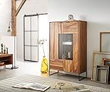 DELIFE Hochschrank Nook Sheesham Natur 100x150 cm 2 Türen Highboard