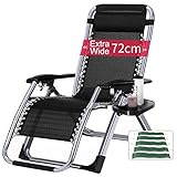 Übergroße Liegestühle mit Getränkehaltern und Kissen für schwere Menschen Zero Gravity Outdoor Beach Camping Tragbarer Stuhl, Unterstützung 440 lbs (Color : Without Cushion)