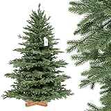 FAIRYTREES künstlicher Weihnachtsbaum ALPENTANNE Premium, Material Mix aus Spritzguss & PVC, Ständer aus Holz, 150cm, FT17-150