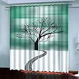 Blickdichte Vorhang Wärmeisolierender Für Schlafzimmer 3D Tropische Pflanzenseelandschaft Druck Muster Gardinen Mit Ösen - Junge Mit Mädchen Schlafzimmer Wohnzimmer Kinderzimm 2Er Set 160X150Cm