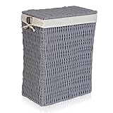 Lycce Wäschekorb mit Deckel 78 l Nischenwäschekorb Cotton Wäschekorb schmal Baumwolle grau (Gr. 3)