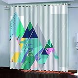 BONDIJ Lichtundurchlässige Vorhang 3D Abstrakter Geometrischer Druck Muster Blickdicht Ösenvorhang Verdunklungsvorhänge Schlafzimmer Kinderzimmer Wohnzimmerdekoration 214X200cm(HxB)
