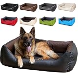 CopcoPet Rocco Orthopädisches Visco Hundebett Hundesofa Wendebett Kunstleder XL ca. 110 x 90 cm Braun/Schwarz