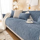 Aus Weichem Chenille Sofabezug 1/2/3/4 Sitzer L Form Sofa Couch überzug Ecksofa, 2023 Neue Universelle rutschfeste Sofa Überwurf, Solide Dicke Strukturierte Sofaschoner für Wohnzimmer(Blau, 90x90cm)