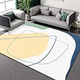 DJHWWD Rugs for Bedroom Wohnzimmer Teppich Gelb Abstraktes Geometrisches Muster Schlafzimmer Anti-Milben Mädchen Teppich Kinderzimmer 160X230Cm Teppich Kinderzimmer 5Ft 3''X7Ft 6.6''