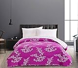 DecoKing 58510 Tagesdecke 260 x 280 cm violett lila Creme Ecru Bettüberwurf zweiseitig pflegeleicht Blumen Blumenmuster Hypnosis Collection Calluna