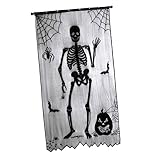 Artibetter Halloween-Vorhang Schwarze Fenstervorhänge Spitzenvorhänge Fensterbesatz Halloween-Türvorhang Halloween-Fenstervorhänge Halloween-Küchenvorhänge Stoff Schwarzer Vorhang