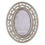 Clayre & Eef Bilderrahmen Fotorahmen oval silber 10x15 cm Landhaus Rahmen