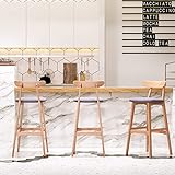 Barhocker, Stühle, Massivholz-Barhocker, 2er-Set, Küchen- und Restaurantstühle mit Sitzkissen aus Baumwollleinen und abnehmbarem, waschbarem Sitzbezug (Größe: 62 cm, Farbe: Grün) (Hellgrau 7