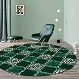 ARUGYTEI Teppich Rund,Dunkelgrün, Smaragdgrünes geometrisches Muster,Kurzflor Teppiche Moderner für Stuhl Sofa Wohnzimmer Schlafzimmer Kinderzimmer Couch, Green, ø 70 cm