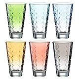 Leonardo Optic Trink-Gläser 6 er Set, spülmaschinenfeste Longdrink-Gläser, bunte Trink-Becher aus Glas, farbiges Getränke-Set, 6 Stück, 300 ml 025907