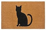 HANSE Home Mix Mats Kokos Fußmatte für Innen und Außen 45x75cm – Fussmatte Kokosmatte Schmutzfangmatte Katze Cat Design Wetterfest, rutschfest für Eingangsbereich & Außenbereich – Natur