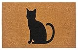 HANSE Home Mix Mats Kokos Fußmatte für Innen und Außen 45x75cm – Fussmatte Kokosmatte Schmutzfangmatte Katze Cat Design Wetterfest, rutschfest für Eingangsbereich & Außenbereich – Natur