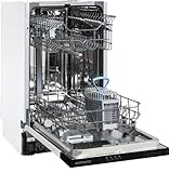 Respekta Spülmaschine vollintegriert 45 cm / Einbau-Geschirrspüler mit Besteckkorb / 4 Programme / Startzeitvorwahl / 10 Maßgedecke / leise 49 dB / GSP45VV