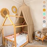 lilimaus Betthimmel - Baldachin Kinderzimmer in einzigartiger Qualität - Passt um Babybett, Kinderbett, Hausbett oder als Kuschelecke - inkl. Geschenkbox - für Mädchen und Jungen - Beige dunkel