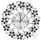 Keenso 36,8 cm große Wanduhr, nicht tickend, batteriebetrieben, leise Wanduhr mit römischen Ziffern, moderne Metalluhr, Innendekor-Uhr für Wohnzimmer, Küche, Loft, Zuhause, Höhle