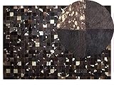 Designer Lederteppich Patchwork Rechteckig Braun Gold 140 x 200 cm Bandirma