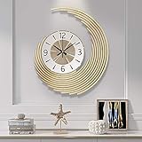 Round Wanduhr für Wohnzimmer, Kunst-Dekoration Wanduhren, Modern Minimalist Metall LargeThe bogenförmige Wanduhren, Home Fashion Kreative Uhren,Gold,39X46CM