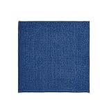 Decomira Badematte rutschfest | Als Badteppich Set kombinierbar | Badezimmer-Teppich Bad-Vorleger waschbar aus Chenille | Duschvorleger für Dusche, Badewannen, WC Vorleger | Blau - 45x45 cm