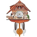 3D-Mini-Kuckucksuhr, Schwarzwald-Kuckucksuhr, Retro-Nordischer Stil, Holz-Kuckucks-Wanduhr, kulturelle Alarmuhr, praktische Vogeluhr für Heimdekoration, G, 14 x 6 x 26 cm