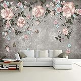 Vintage-Pflanzenblumen 3D Fototapete Wandbild braun Wohnzimmer Selbstklebend Poster Vinyl Entfernbar Mauer Aufkleber Zuhause Dekor（400cm×280cm）