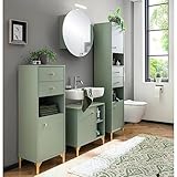 Lomadox Badmöbel Set Badezimmer komplett Set inkl. Spiegelschrank, Hochschrank, Midischrank Waschplatz in Mint, B/H/T: ca. 175,6/200/33,1 cm