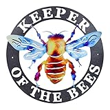 Povanjer Wanddeko Biene Wanddeko Metall Hornisse Hinterhof Wandschild Bienenschild Hängeschild für Innen- und Außenbereich Garten Hof Rasen Dekoration
