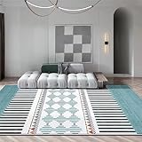 DJHWWD Couchtisch Teppichboden Wohnzimmer Blau Geometrisches Muster Mit Nadel Streifen Teppich-Restaurant Küchen Teppiche Teppich Kinderzimmer Blau 180X280Cm 5Ft 10.9''X9Ft 2.2''