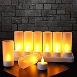 Wiederaufladbare flammenlose Kerze, 12 Stück warmweiße LED-Teelichter, mit Ladestation, keine Batterie erforderlich