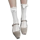NRVTRE Mode HeißE MäDchen Sommer Kalb Socken Plissee Trim Bowknot MäDchen Kleid AushöHlen Strumpf Sexy Kalb Socken