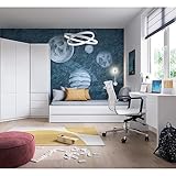 Lomadox Jugendzimmer Komplett Set mit Bett 90x200, Schreibtisch, Eckkleiderschrank, Schrank, Bettschublade in weiß modern